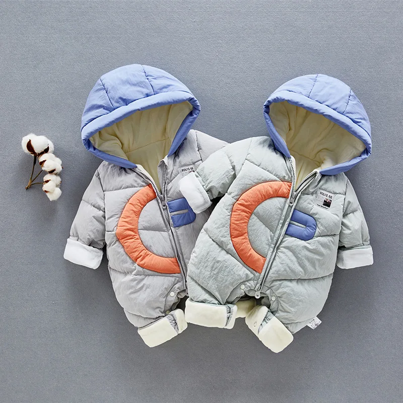 

Baby Rompers Winter Newborn Infant Jumpsuits Overalls Toddler Girl Boy Romper Warm Thicken Outdoor Baby Coats Outfits 3m-12m