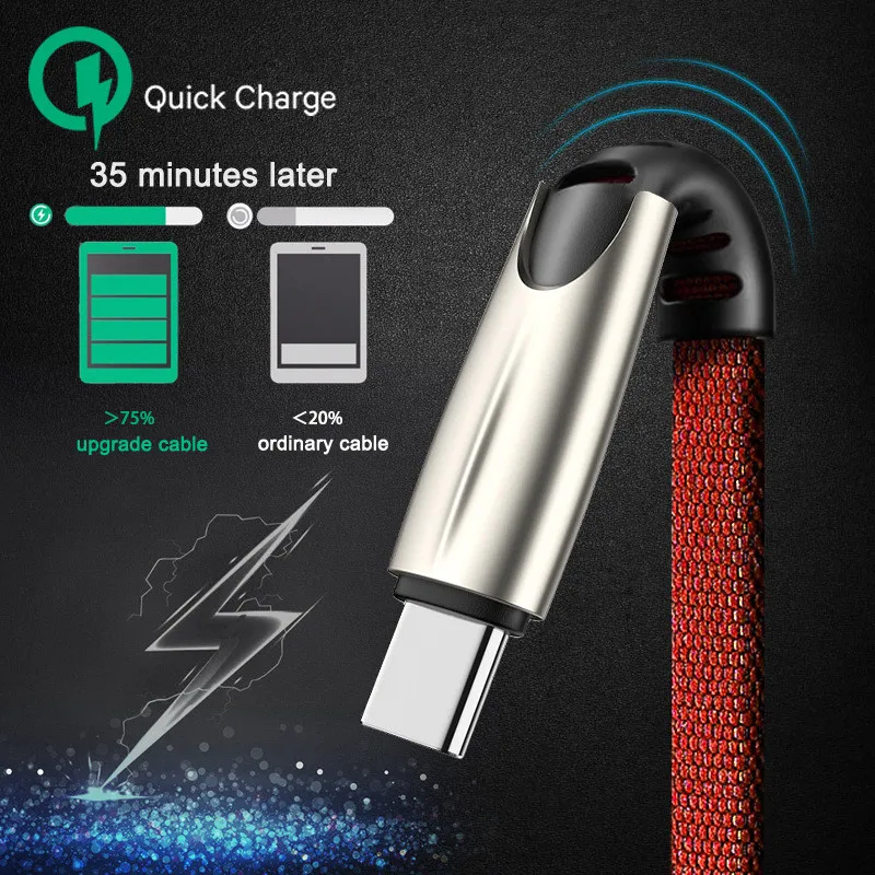 USB C type C кабель 1 м Быстрая зарядка для huawei P30 Pro mate 20 Lite Nova 6 5G шнур зарядного устройства для Xiaomi 9T A3 Redmi Note 7 8 Pro 8T