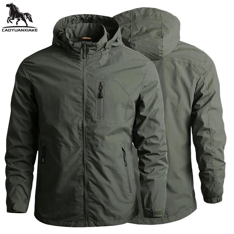

windbreaker Men autumn New mens Jacket Solid color Hooded jackets men coat casual windbreakers tooling Men's coats M-6XL 6898