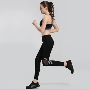 

Fitness lady pants mesh night light speed dry breathable nylon training outdoor nines elastic running pants leggings