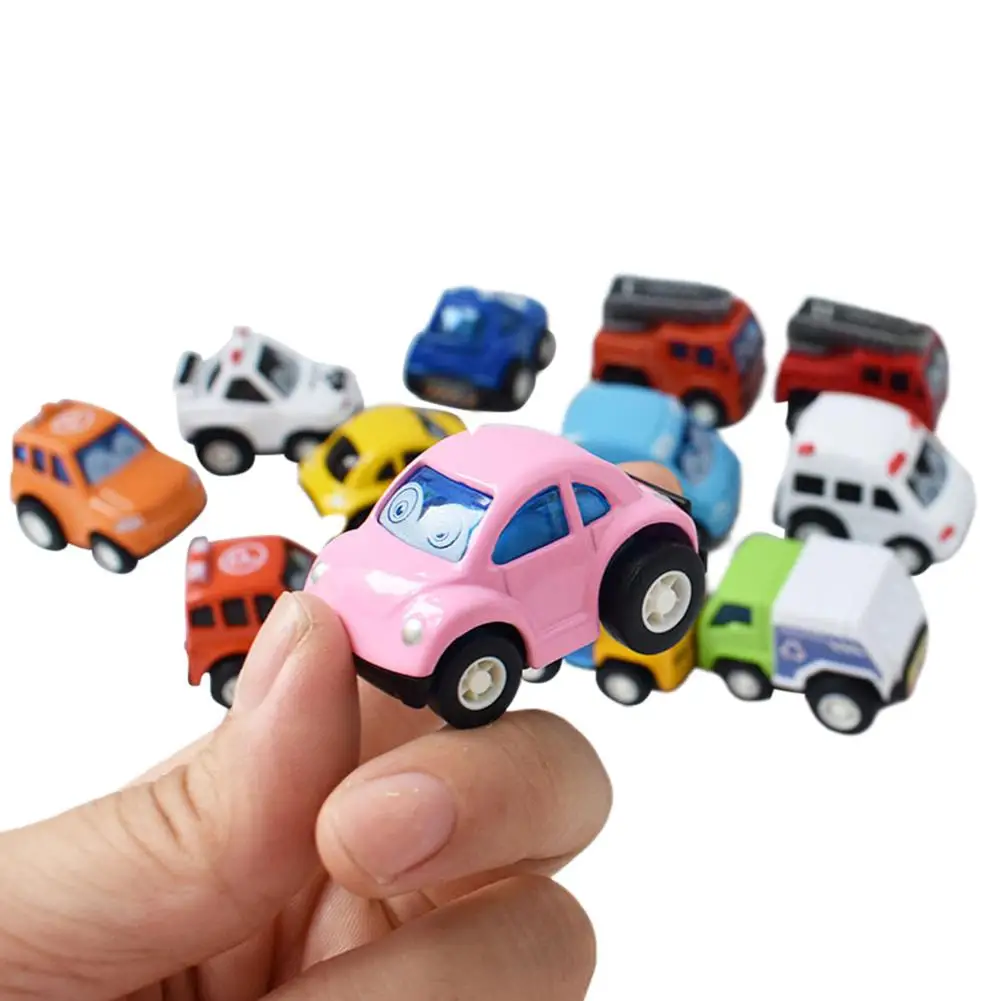 GloryStar A Set of 12 PCS Kid Alloy Car Mini Cartoon Vehicle Children Hand Hold Pocket 2