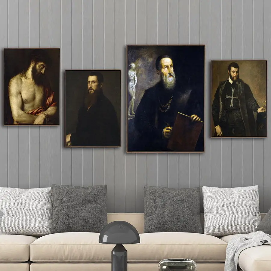 

Italy Giclee Print Painting Core Customizable Tiziano Titian Wei Cut Leo Male Figure Hanging Painting