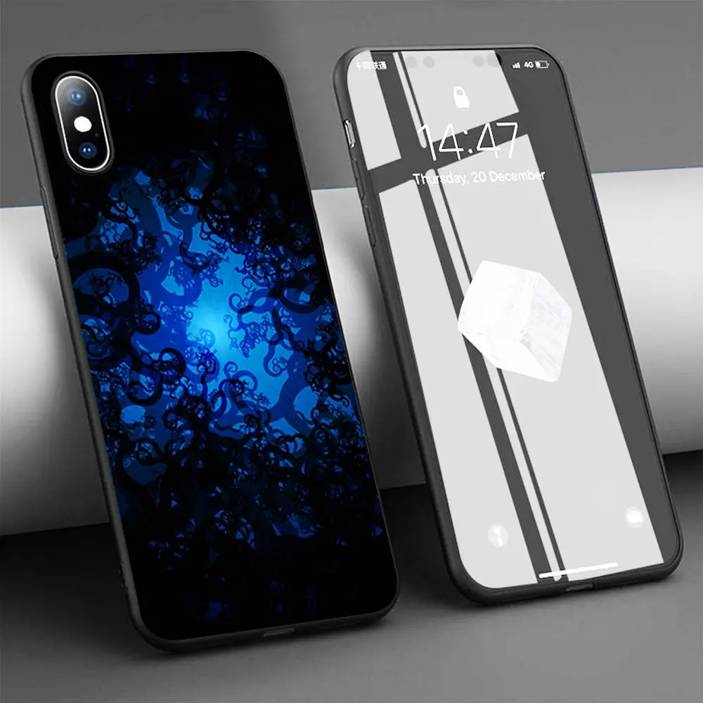 Coque черный завитки в синий свет мягкий силиконовый чехол для телефона iPhone 11 Pro Max X