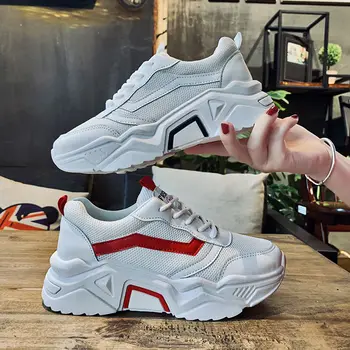 

Off White Shoes Woman Platform Snakeres 2020 Autumn Female Increased 4cm Chunky Shoes Women Comfortable Wedges Thick Sole Shoe