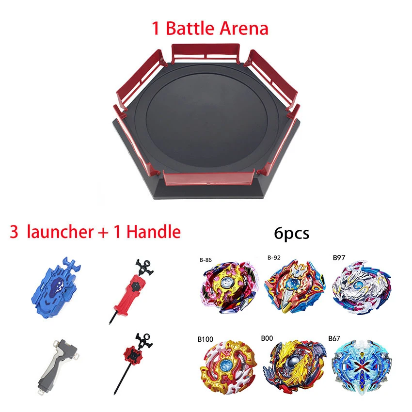 Стиль серийные пусковые устройства Beyblade игрушки Арена Bey Blade Burst Bayblade Bable Drain Fafnir Phoenix Blayblade - Цвет: 6pcs Launcher Arena