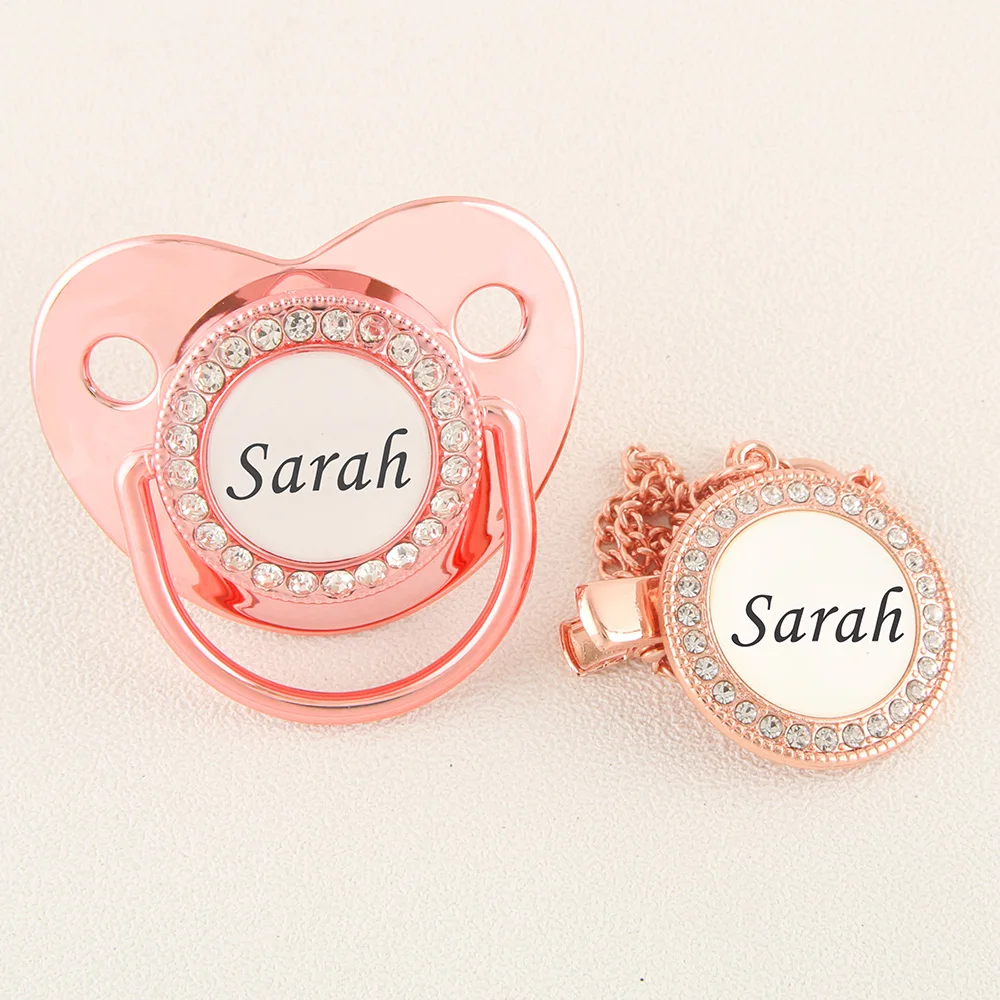 Luxury Rose Gold Pacifier Clips Orthodontic Soother BPA Free - Main Image