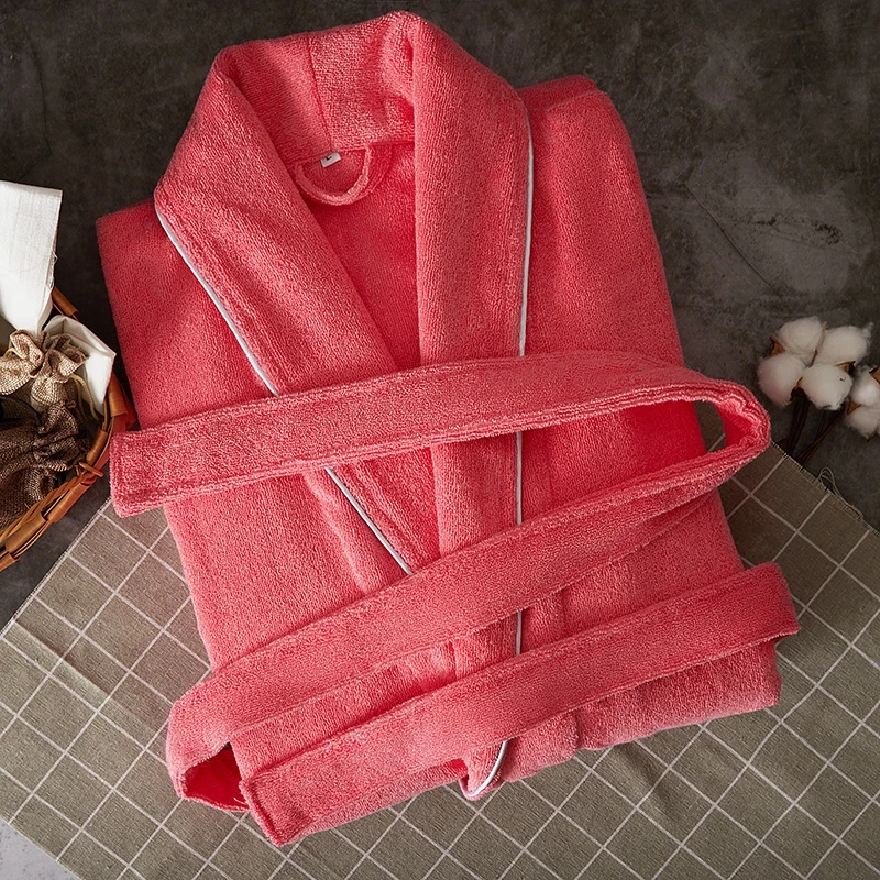 100% Cotton Bathrobe Men Hotel Robes Toweling Terry Fleece Robe Lovers Robe Bathrobe Soft Sleeprobe Female Casual Homewear