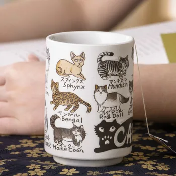 

Handmade Japanese Ceramic Tea Mug White Vintage Printed Hot Chocolate Mugs for Couple Copos E Canecas Japan Coffee Mug MM50MK