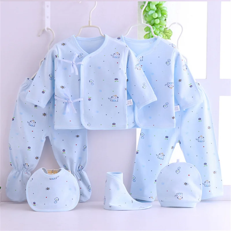 Conjunto de Roupas de Verão Roupas de Topo Bebê Infantil Menino Meninas Algodão Chapéu Bib Calças Roupas Recém-nascidas 0-3 Meses 7-pacote 5 meninas roupas de verão algodão chapéu bib