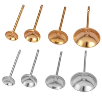 100Pcs Stainless Steel Blank Earring Stud Base Fit 4 5 6 8mm Settings DIY Jewelry Making Accessories Findings 1