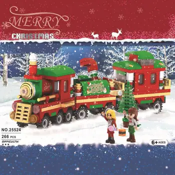 

2019 New Christmas Sets Village Train Building Blocks Model Children's Assembly Of Plastic Small Building Blocks Christmas Gift