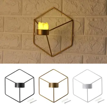 

Nordic Style 3D Geometric Candlestick Metal Wall Candle Holder Sconce Home Decor K9FB