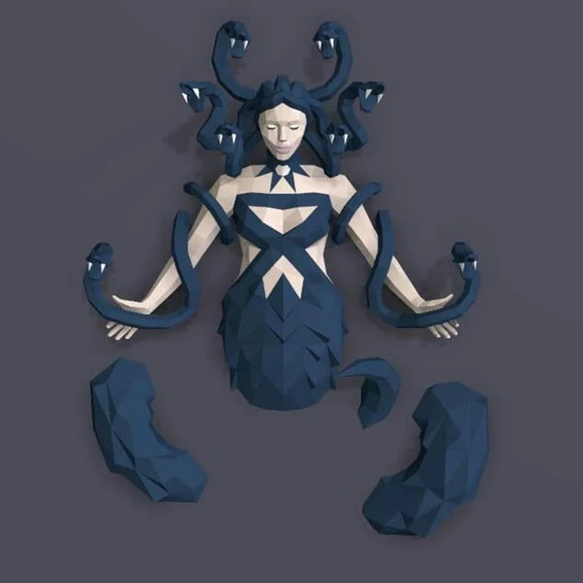 MEDUSA Papercraft DIY 3D Paper Model Sculpture Low Poly Manualidad Pepakura Greek Mythology Snake-Haired Gorgon Wall Decoration 3