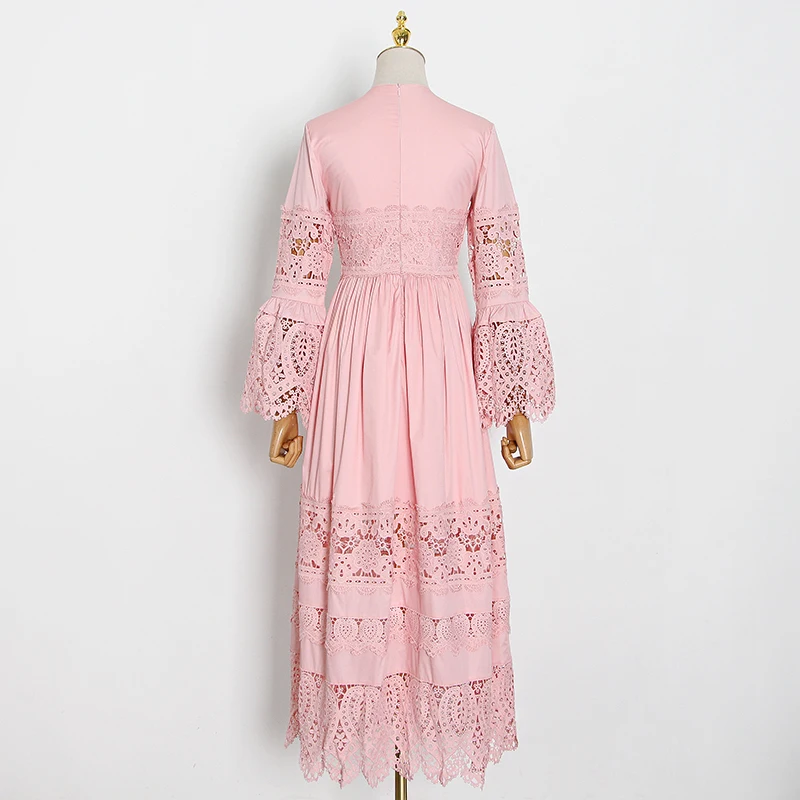 TWOTWINSTYLE Hollow Out Patchwork Lace Women Dress