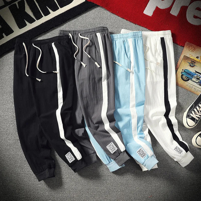 

2019 Spring Japanese-style Kirin Wind Men Simple Loose-Fit Teenager with Drawstring Casual Skinny Capri Pants