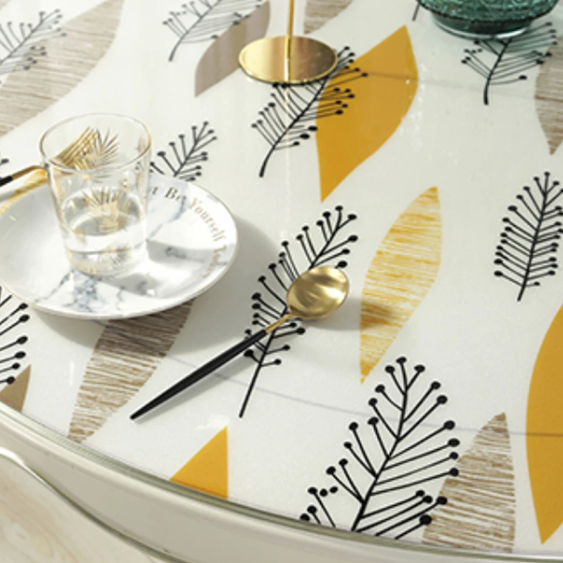  HAZY PVC Round Tablecloth Waterproof Dining Table Cloths Water Droplet Pattern Table Cover Protect 