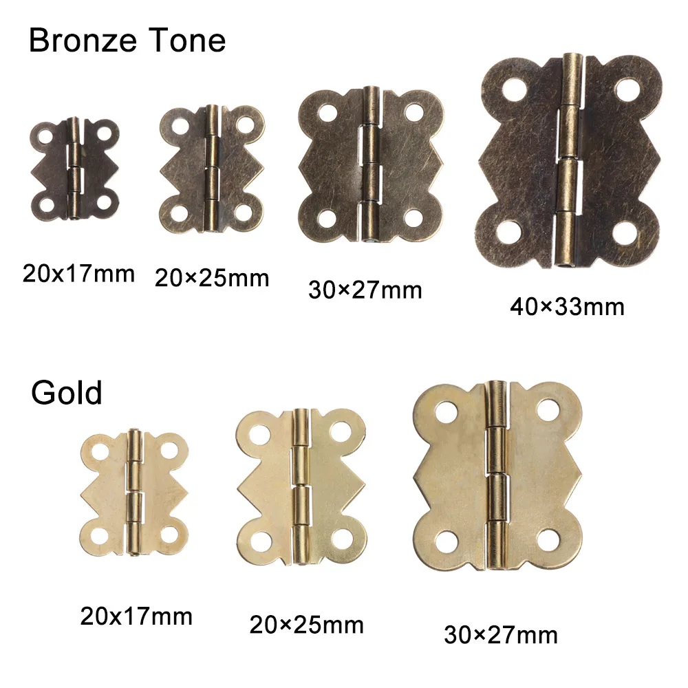 10pcs/lot 180° Mini Butterfly Antique Bronze Hinges Jewelry Wooden Box Wine Case Decor Hinge with screws Furniture Hardware