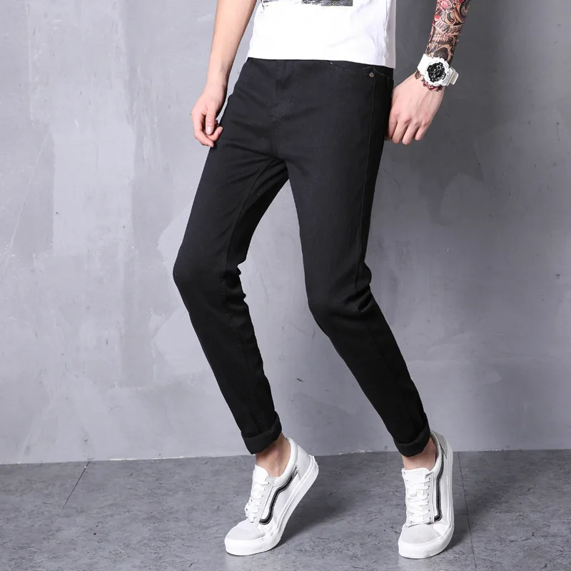 

Washed Feet Shinny Denim Black Pant Men's Harem Jeans Elastic Waist Joggers Pants streetwear homme stretch Hip Hop Sportswear