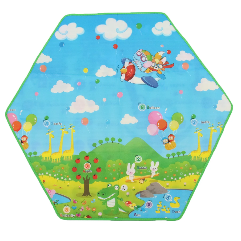 Kids Baby Hexagonal Cartoon Crawling Carpet Play Mat Rug Toy Early Learning