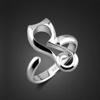 

Fashion Cute Animal Cat Ring 100% 925 Sterling Silver Woman Adjustment index finger Ring Simple Charm Fine Jewelry Gift