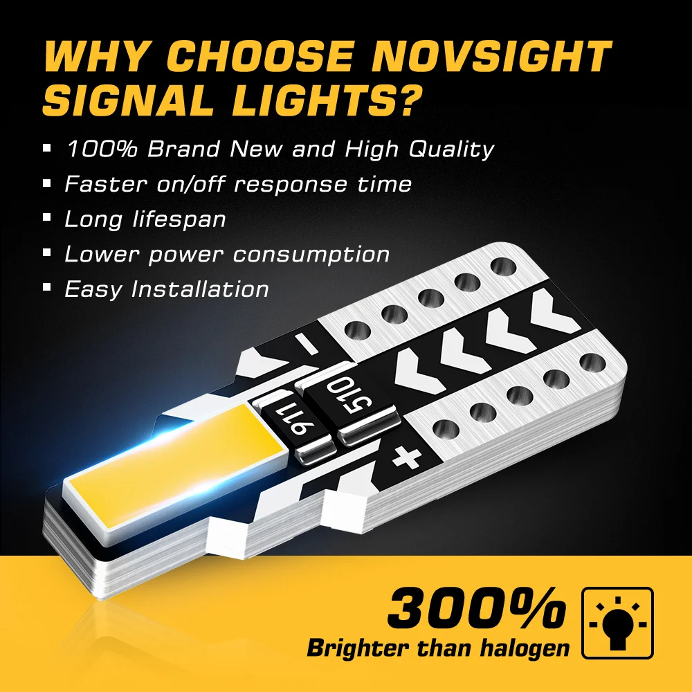 NOVSIGHT W5W T10 ڵ LED  7020 SMD LED ڵ ȣ  6000K 12V 100Lm ׸  Ʈ ڵ ׼