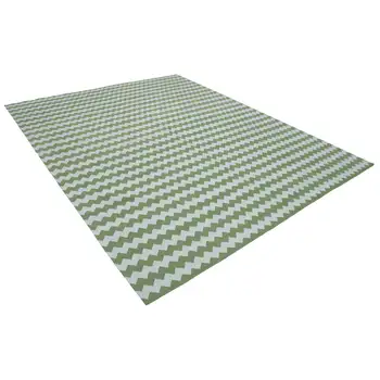 

243x296 Cm Green Handmade Dhurrie Rug-8x10 Ft