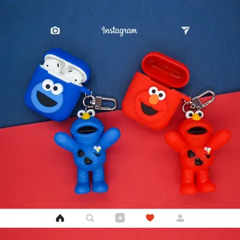 

Sesame Street Elmo Cookie Monster Headphone Cases + Pendant For Apple Airpods 1/2 Silicone Earphone Protection Cover Accessories