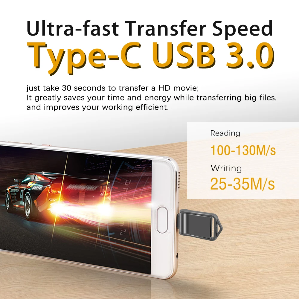 tipo c Ultra Dual Mini Usb 3.0 Flash Drive Memory Stick u Disk Thumb Drive Topesel32gb 64gb 128gb - Imagem 2