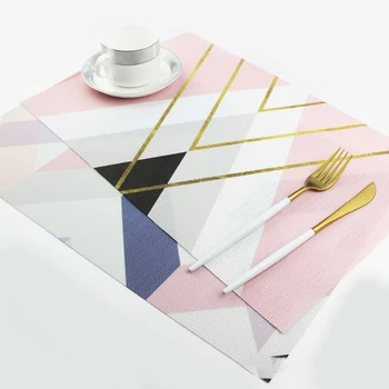 

Non-Slip Placemat Waterproof Printed Dining Table Mat PP Plastic Heat-insulated Tableware Bowl Pads Kitchen Accessories