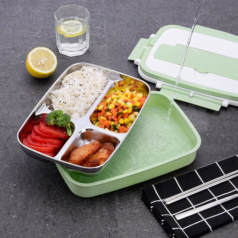 

304 Stainless Steel Lunch Box Compartment Design Sealed Leakproof Food Storage Container Lunch Box TP899