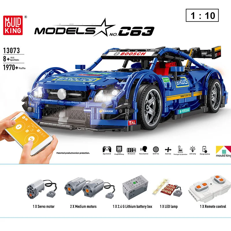 

IN STOCK C63 Technology Series 13073 1970Pcs Compatible MOC-6687 APP Programming Remote Control RC Car Set Building Blocks Toy