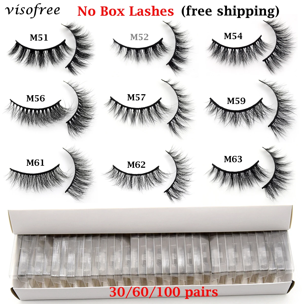 wholesale-lashes-30-60-100-pcs-visofree-3d-mink-eyelashes-makeup-thick-mink-lashes-in-bulk-natural-false-eyelashes-wispy-lashes