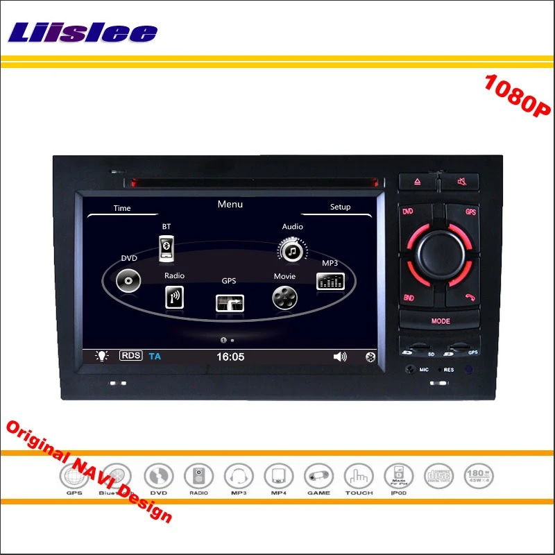 Для Audi A4 2002 ~ 2008 автомобильное стерео радио CD DVD плеер GPS навигация 1080P HD экран
