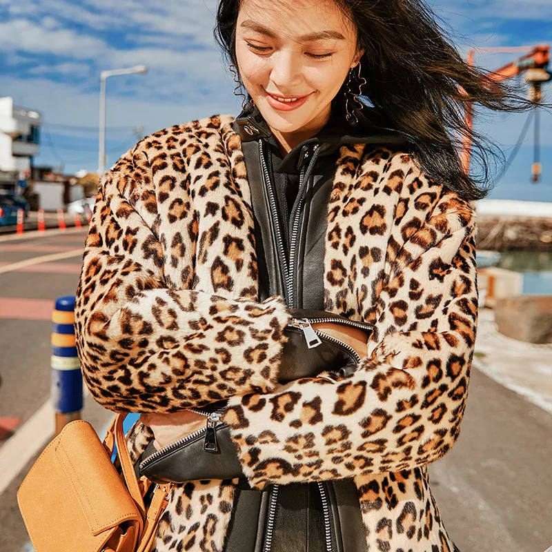 Fashion Jacket Fashion Leopard Fur Jacket Leopard fashion Hooded Long Women Coats