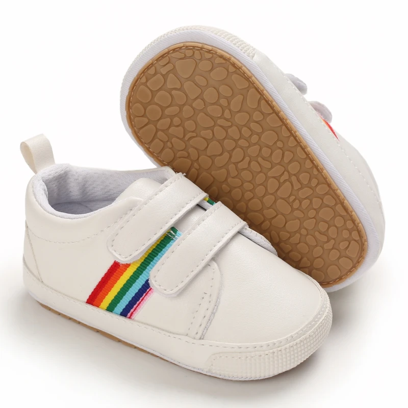 Newborn Baby Shoes Boys Girls Toddler Shoes PU Toddler Sneakers Rubber Non Slip Soft Sole Infant First Walkers 0-18 Months 2