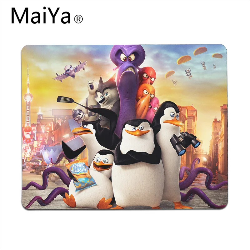 Maiya Пингвины Мадагаскара милый мультфильм игровой плеер стол ноутбук резиновый коврик для мыши большой коврик для мыши клавиатуры коврик - Цвет: Lock Edge18x22cm