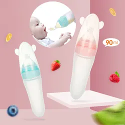 90ML Rice Paste Bottle Safe Newborn Baby Feeding Bottle Toddler Silicone Squeeze Feeding Spoon Milk Baby Training Feeder Food