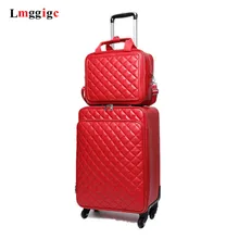 Женский чемодан для путешествий, чехол на колесиках, чехол на колесиках, 1" 20" 2" дюймов, кожзам, коробка с колесиком