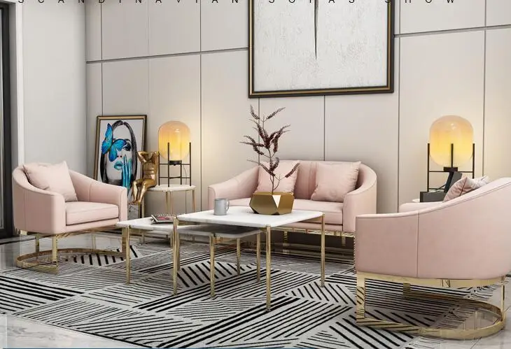 Simple modern sofa tea table creative set negotiation and chair Nordic net red designer single double living room so | Мебель