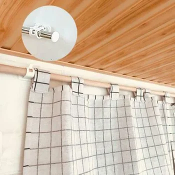 

2 Pcs Hanging Rod Clip Strong Adhesive Wall Curtain Hanging Rod Clamp Hooks Shower Curtain Rod Fixed Clip Home Accessories