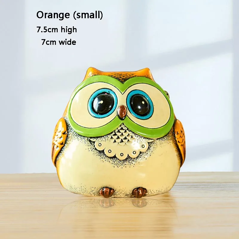 Cute Large Owl Piggy Bank Kids Money Box Cash Paper Coin Safe Saving Box Jar alcancias Cartoon Ceramics Moneybox Deposit Machine - Цвет: Orange (small)