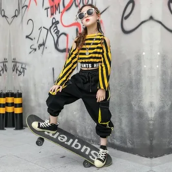 

2020 spring girls dance clothing sets t-shirt +harm pants 12 years old cool style