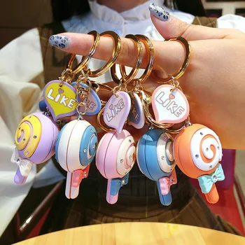 

Cartoon Cute Rainbow Lollipop Keychain Pendant Student Bag Key Chain Car Ornament Jewelry Creative Gift