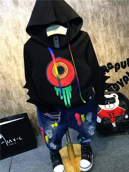 

Toddler Tracksuit Autumn Baby Clothing Sets Children Boys Girls Fashion Brand Clothes Kids Hooded T-Shirt Jeans 2 Pcs Suits