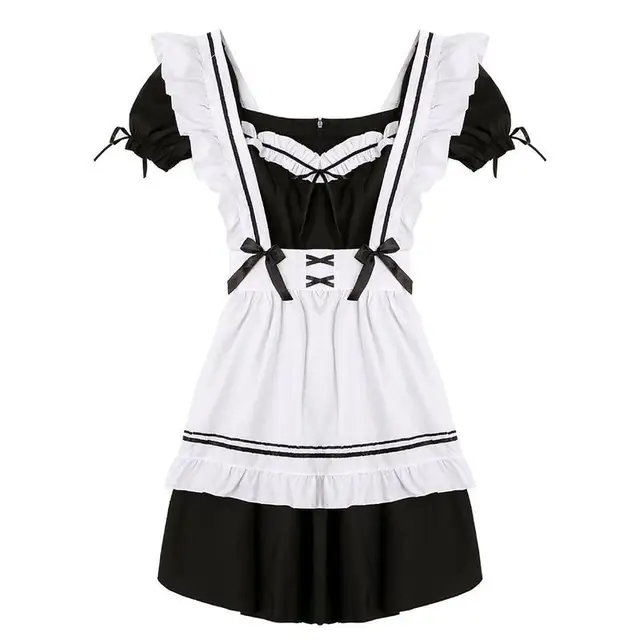 Women Maid Outfit Anime Long Dress Black and White Dresses Men Lolita Dress Costume Cosplay Cafe Apron Costume T6D3 A