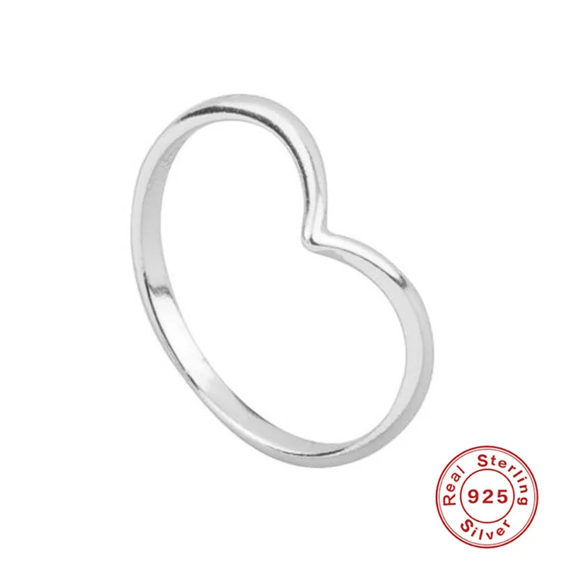 Настоящее серебро 925 пробы, кольца для женщин, v-образное тонкое волнистое кольцо, тонкие линии, v-образная форма, свадебные, обручальные ювелирные изделия, рождественские подарки для девушек