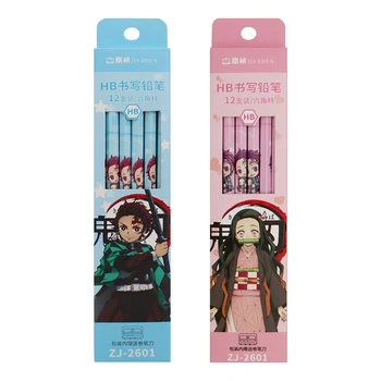 

12Pcs Anime Demon Slayer Kimetsu No Yaiba Kamado Tanjirou Nezuko HB Standard Wooden Pencil Sketch Drawing Pencil Stationery Gift