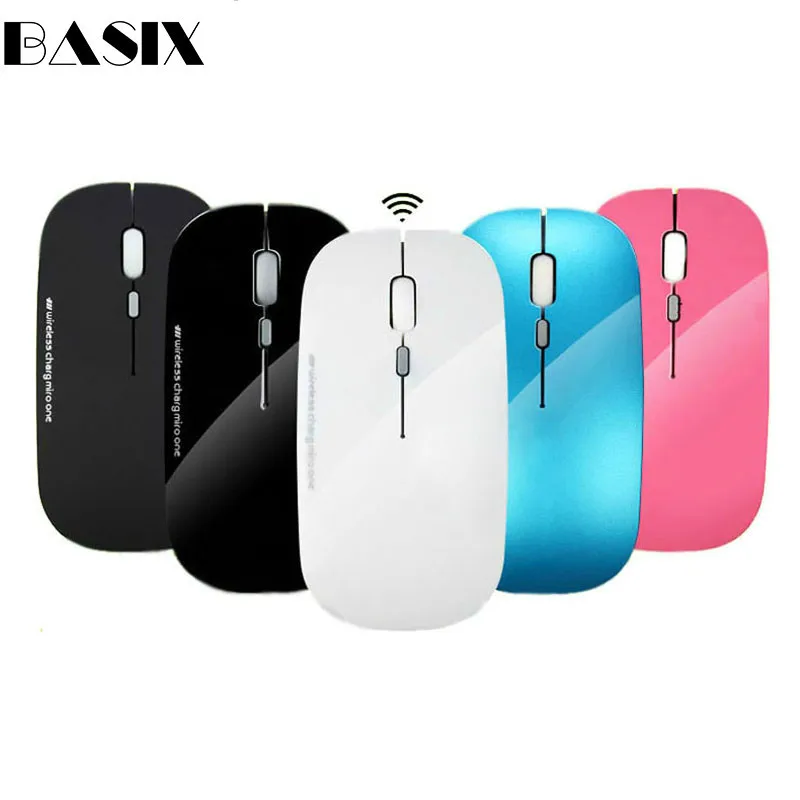 Basix беспроводная мышь 2,4 ГГц перезаряжаемая Mute 2400 dpi оптическая игровая мышь геймер для ПК ноутбук компьютер беззвучная мышка