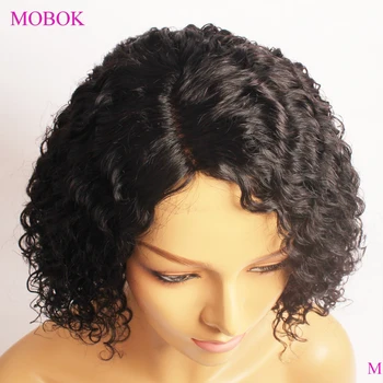 

Mobok Water Wave Lace Front Wig L Part Bob Wig Lace Front Human Hair Wigs Remy 180% Brazilian Water Wave Wig Pre Plucked
