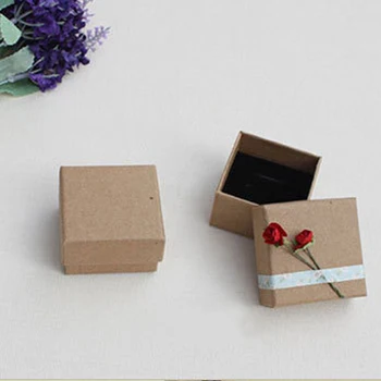 

20pcs Exquisite Ring Storage Holder With Lids Jewelry Box Package Necklace Vintage Small Gifts Display Paper Brown Case